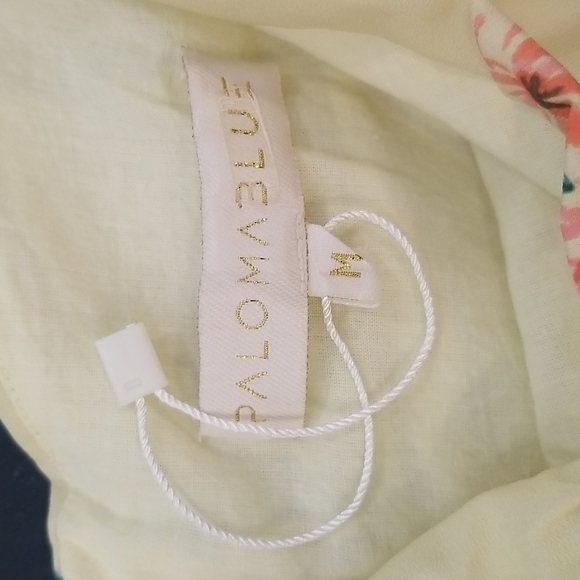 💕PALOMA BLUE💕 Evie Gathered Floral-Print Crepe Midi Dress Yellow Medium M NWOT - Picture 15 of 16